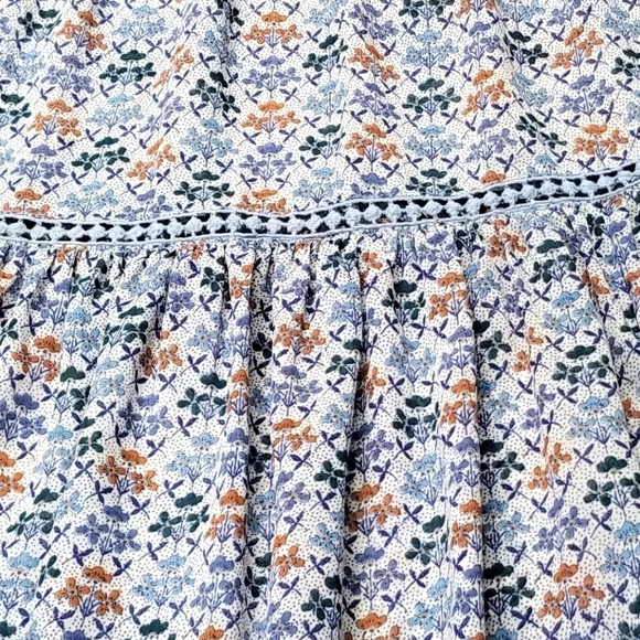 Anthropologie Holding Horses Blue Size 0 Floral Boho 3/4 Sleeve Short Dress - Picture 11 of 12